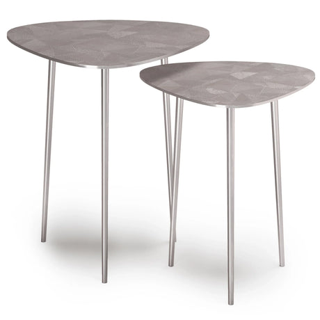 Shelton - 2 Piece Metal Nesting Table - Nickel - Furniture Home Direct