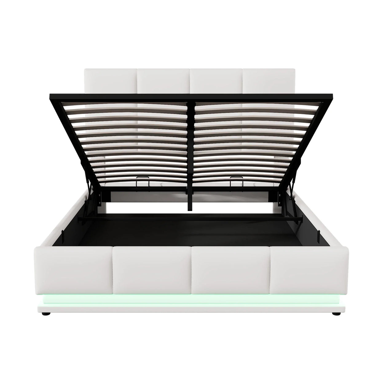Platform Bed Tufted Upholstered Hydraulic Storage White - Furniture Home Direct