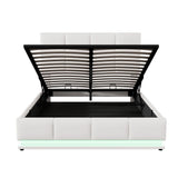 Platform Bed Tufted Upholstered Hydraulic Storage White - Furniture Home Direct