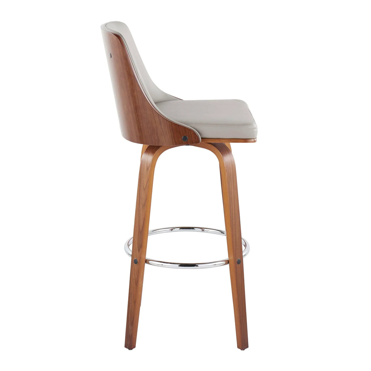 Gianna - Mid Century Modern Fixed Height Barstool With Swivel With Round Footrest (Set of 2) - Furniture Home Direct