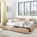 Mid-Century Storage Upholstered Tufted Bed Frame With Backrest And Armrests - Furniture Home Direct