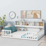 Floor Bed With Side Bookcase, Shelves, Guardrails - Furniture Home Direct