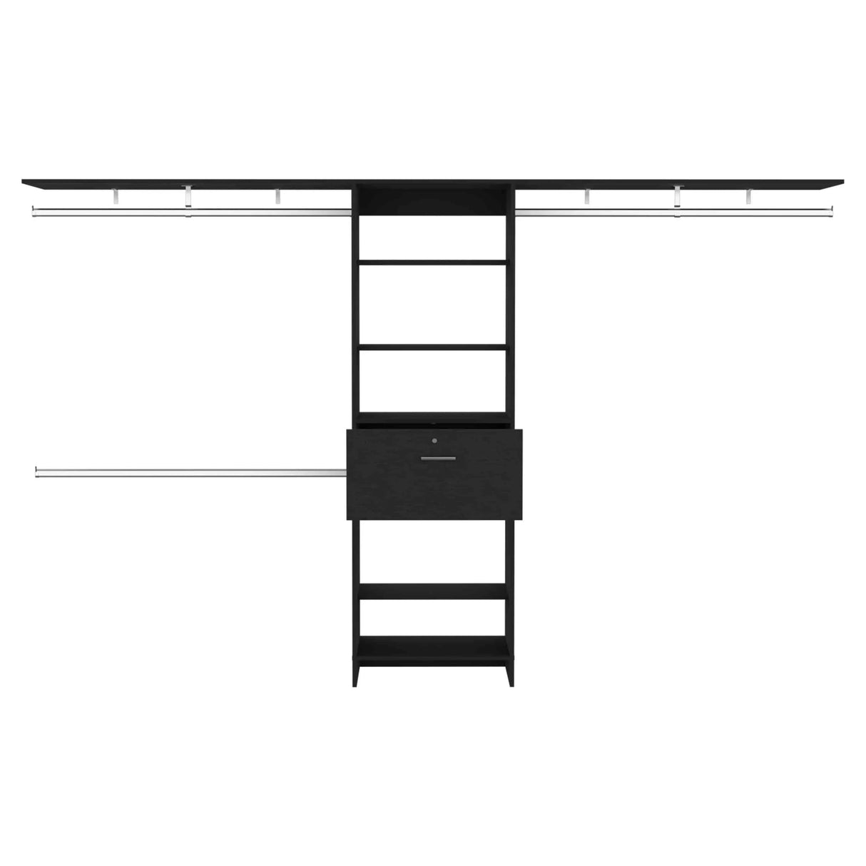 Closet System With Three Hanging Rods And Shelves Black - Furniture Home Direct