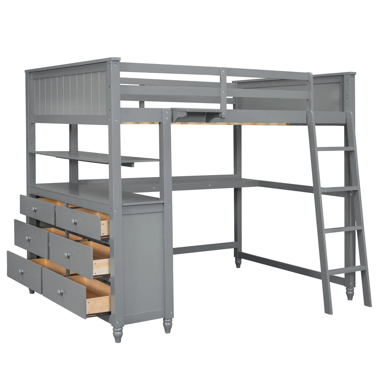 Loft Bed With Drawers With Desk And Shelves - Furniture Home Direct