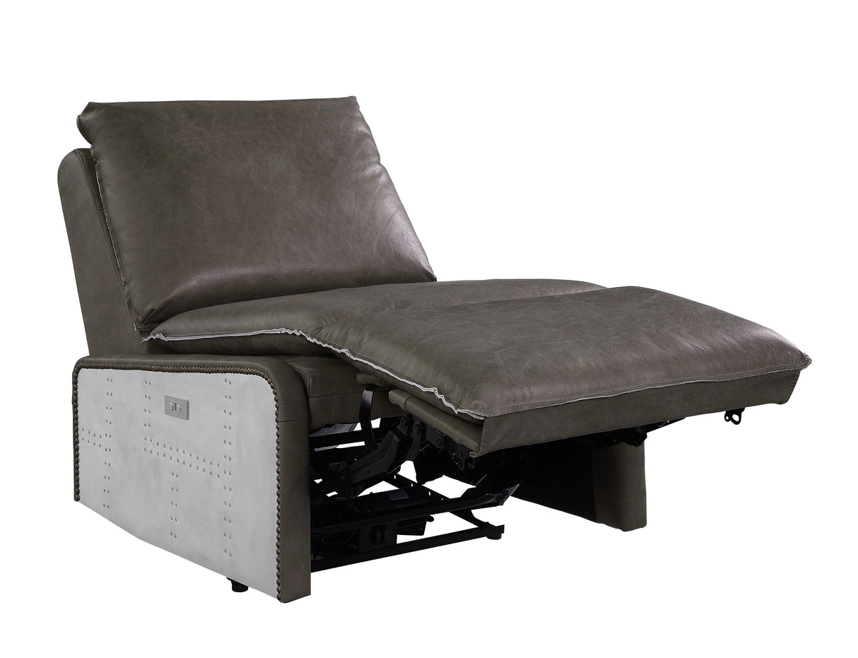 Metier - Power Motion Recliner - Gray / Aluminum - Furniture Home Direct