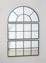 Large Arched Wall Mirror With 3 Separate Sections - Black - Furniture Home Direct