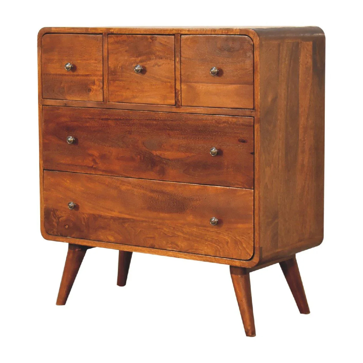 3 Over 2 Curved Chest - Brown - Furniture Home Direct