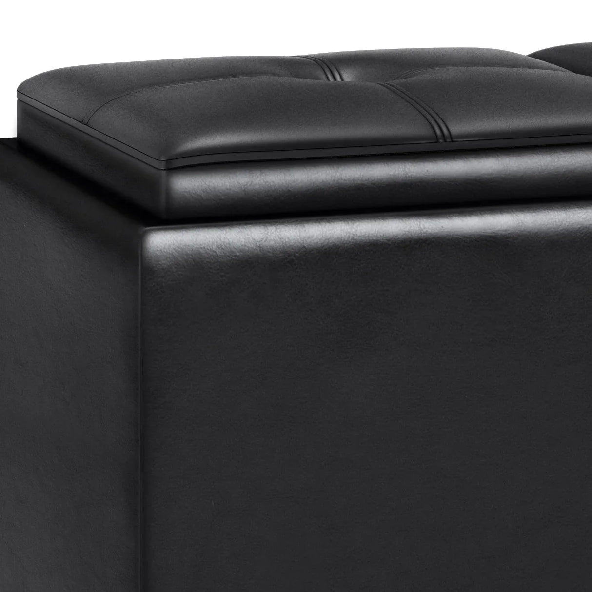 Avalon - Tray Storage Ottoman With Lift Up Lids - Midnight Black - Furniture Home Direct