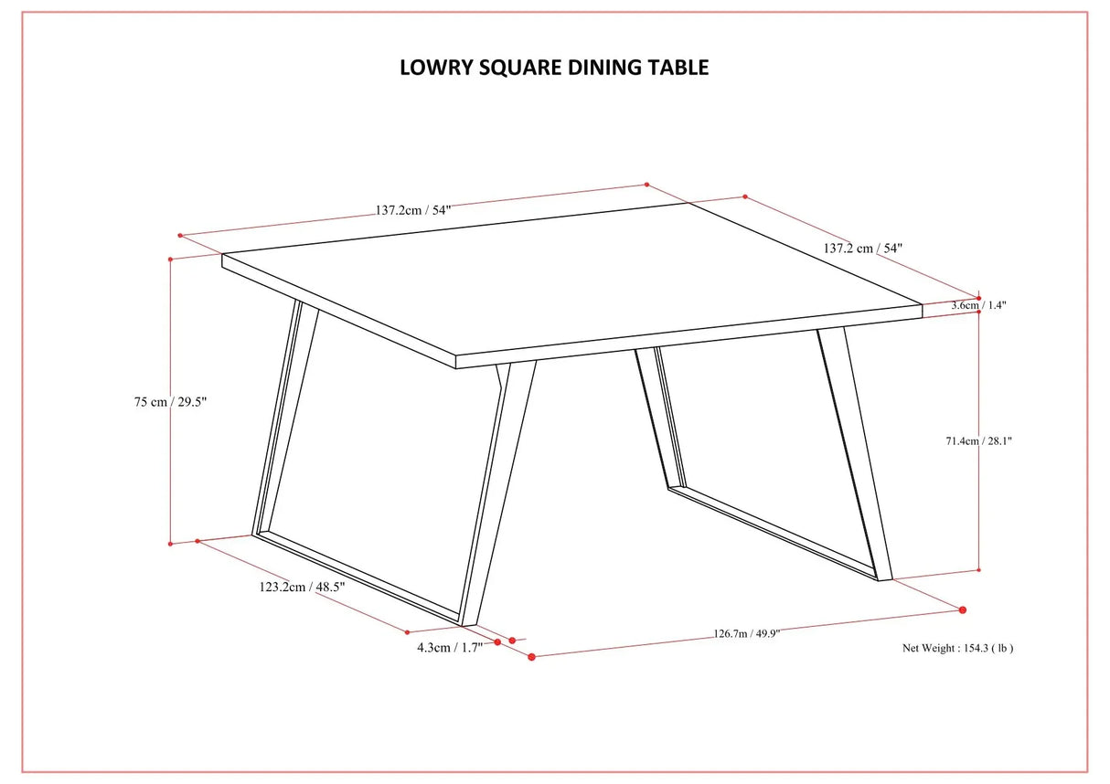 Lowry - Handcrafted Square Dining Table - Furniture Home Direct