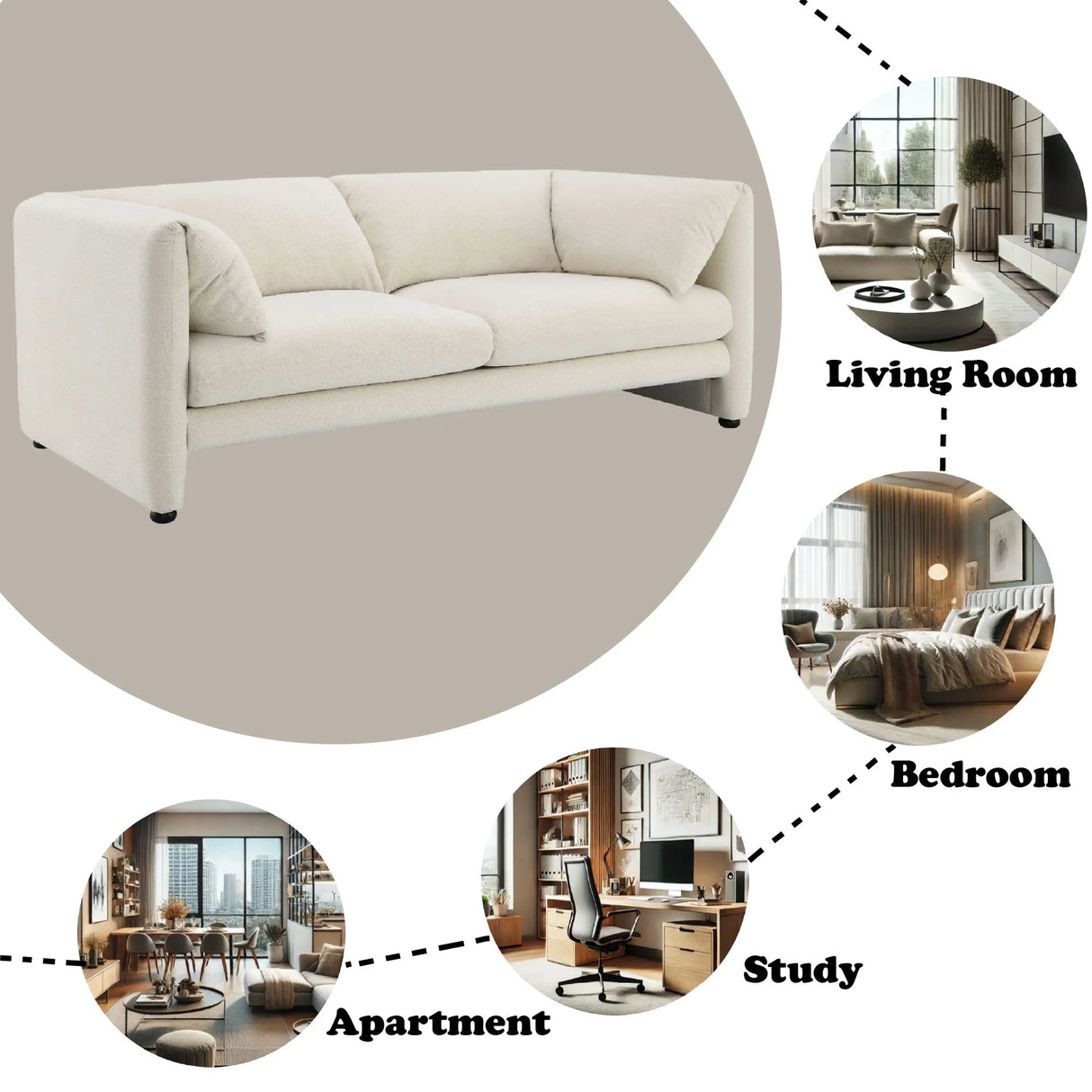 Jaeda - Boucle Loveseat - Beige - Furniture Home Direct