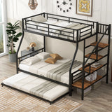 Metal Bunk Bed With Trundle And Storage Staircase - Furniture Home Direct