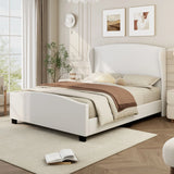 High Headboard Wingback Linen Upholstered Bed - Furniture Home Direct