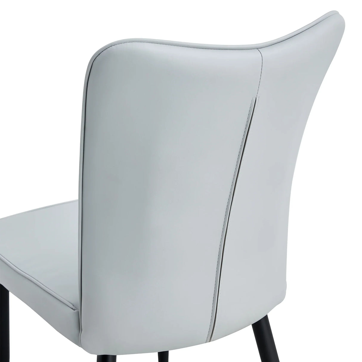 Dining Chairs Modern PU Upholstered Black Metal Legs Gray - Furniture Home Direct