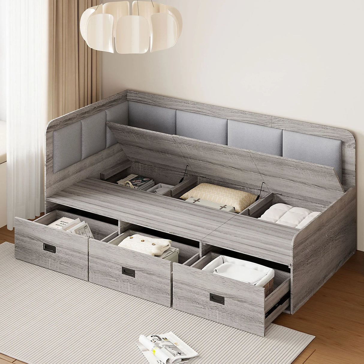 Daybed With 3 Drawers And 3 Storage Compartments - Furniture Home Direct