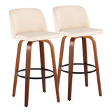 Toriano - Mid Century Modern Fixed Height Barstool Swivel And Round Footrest (Set of 2) - Furniture Home Direct