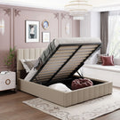 Elegant Upholstered Platform Bed With Hydraulic Storage System - Furniture Home Direct