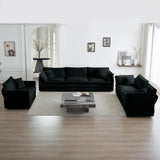 Modern Chenille 3 Piece Living Room Set - Black - Furniture Home Direct
