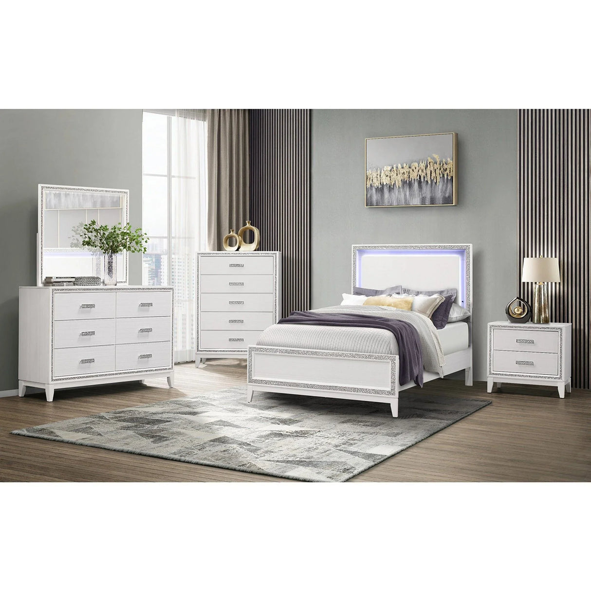 Almera - Glitter Mirror - White - Furniture Home Direct