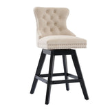 Bar Stools Counter Height Velvet Upholstered Set of 2 Beige - Furniture Home Direct
