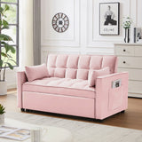 Modern Velvet Convertible Loveseat Futon Sofa With Pullout Bed, Reclining Backrest - Furniture Home Direct
