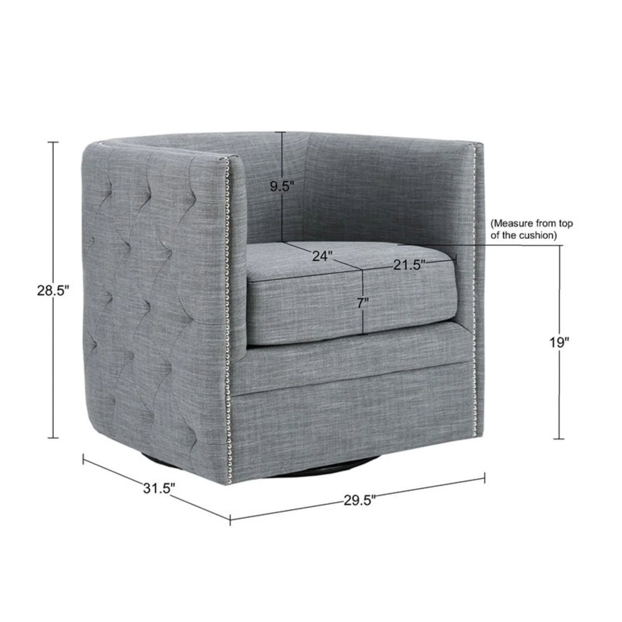 Capstone - Swivel Barrel Chair With Nailhead Accents And Button Tufting - Furniture Home Direct