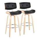 Lombardi - Mid Century Modern Fixed Height Barstool With Swivel With Round Footrest (Set of 2) - Furniture Home Direct