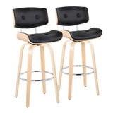 Lombardi - Mid Century Modern Fixed Height Barstool With Swivel With Round Footrest (Set of 2) - Furniture Home Direct