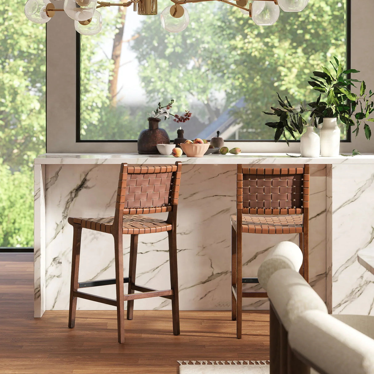 Andre - Counter Stool With Back - Pecan Brown - Furniture Home Direct