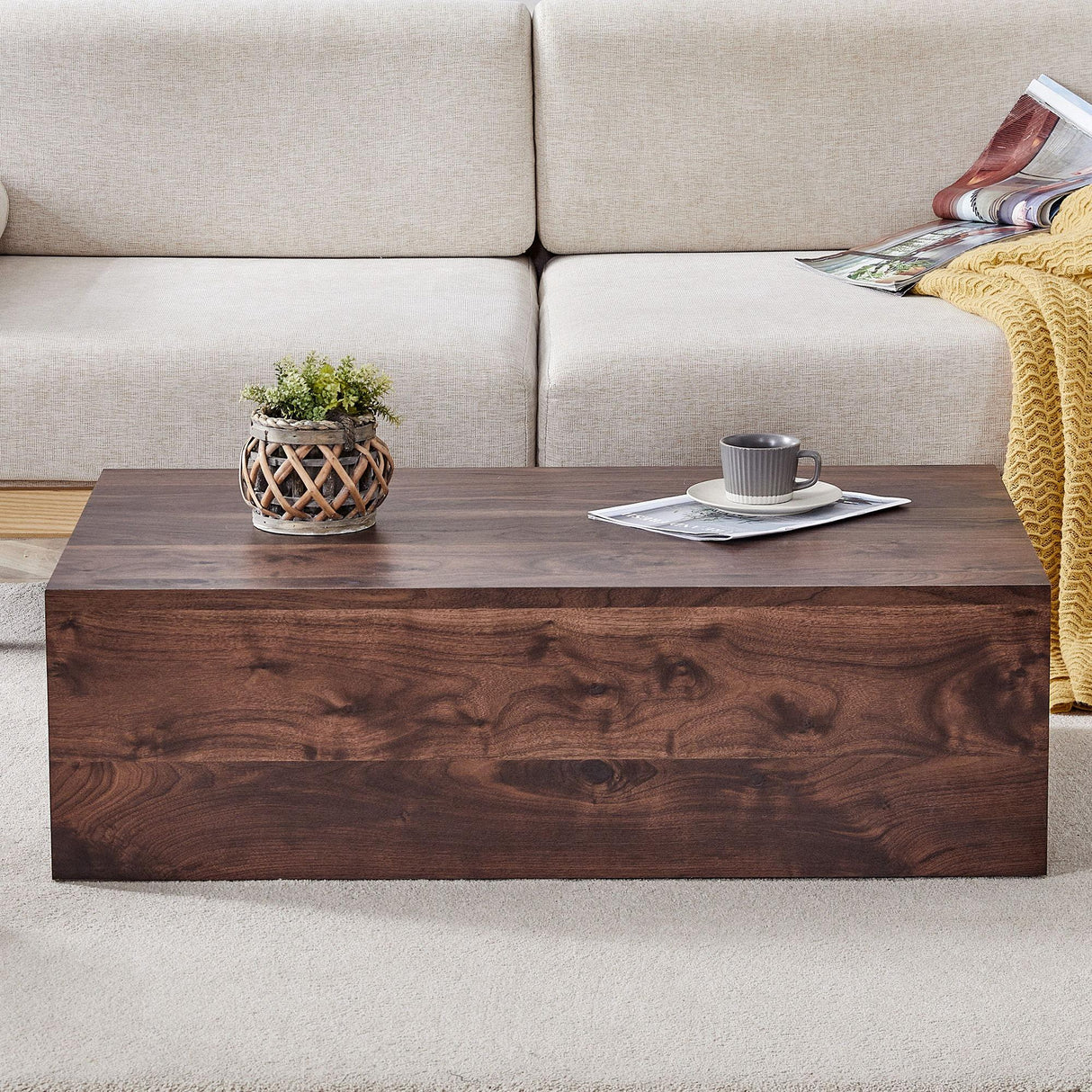 Modern Coffee Table With Light Wood Texture Pattern - Furniture Home Direct