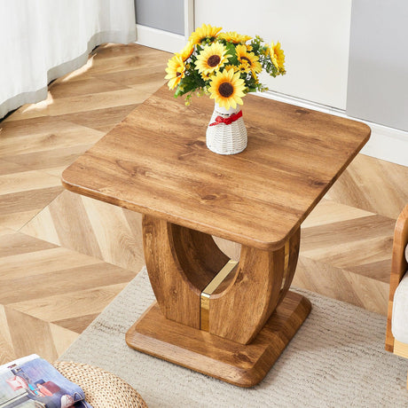 End Table Square Wood Grain With Curved Base Walnut - Furniture Home Direct