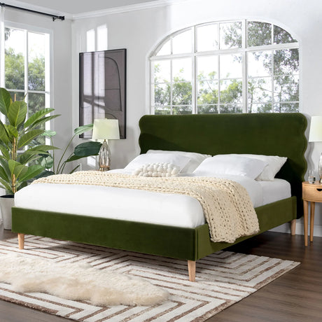 Stockholm - Modern Wavy Headboard Platform Bed - Furniture Home Direct
