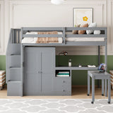 Loft Bed With Stairs, Bookshelf, Drawers, Desk & Wardrobe, Space Saving Multifunctional Furniture - Furniture Home Direct