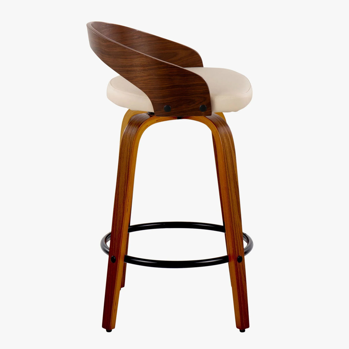 Grotto - Mid Century Modern Fixed Height Counter Stool With Swivel With Round Footrest (Set of 2) - Furniture Home Direct