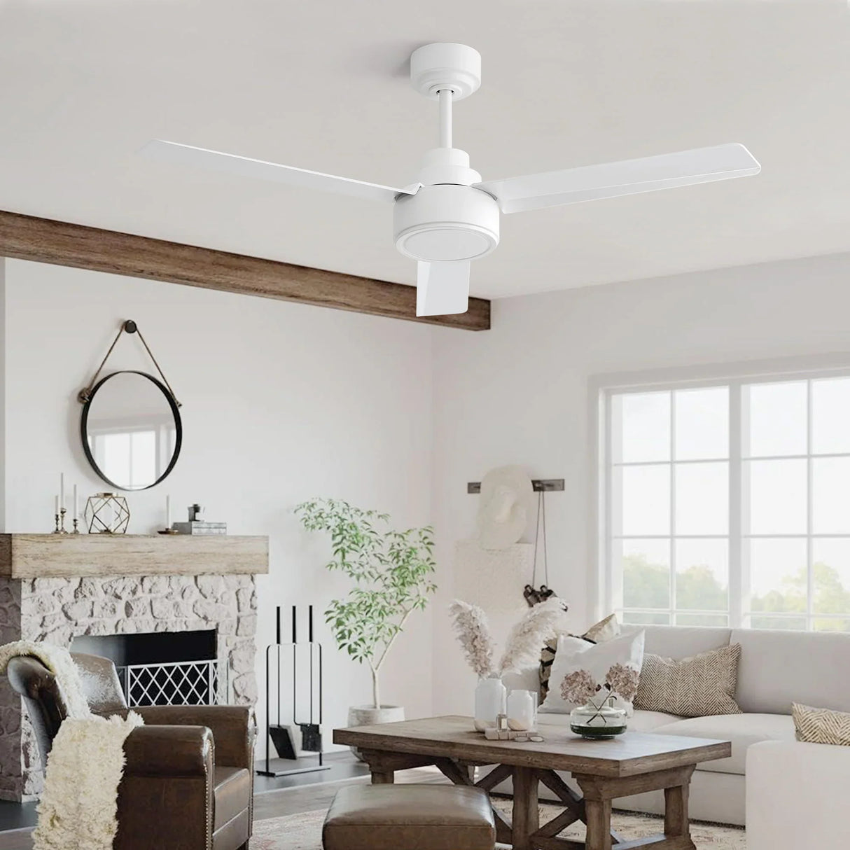 Ceiling Fan Without Light, 3 Blades Farmhouse Ceiling Fan With Remote Control 6-Speed Reversible Dc Motor For Living Room, Bedroom, Kitche - Furniture Home Direct