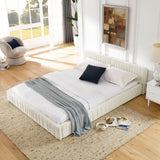 Modern Upholstered Platform Bed Frame With Pleated Design - Furniture Home Direct