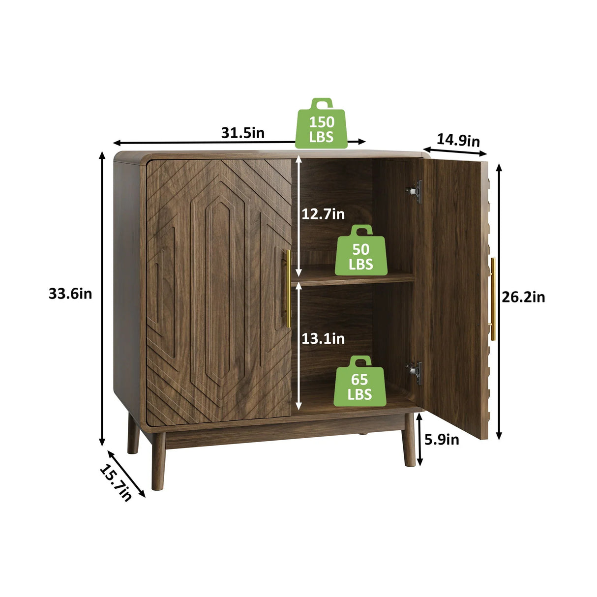 Sideboard Buffet Cabinet With Carved Doors And Adjustable Layer Board - Furniture Home Direct