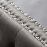 2 Piece Velvet Living Room Set with Sofa and Loveseat and 4 Pillows - Gray - Furniture Home Direct