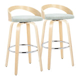Grotto - Contemporary Fixed-Height Barstool With Swivel With Round Footrest (Set of 2) - Furniture Home Direct