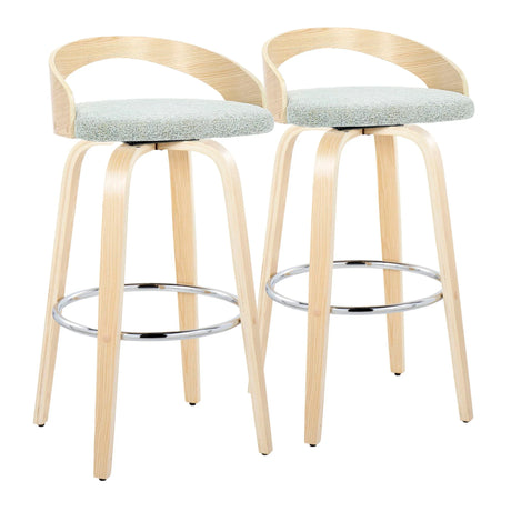 Grotto - Contemporary Fixed-Height Barstool With Swivel With Round Footrest (Set of 2) - Furniture Home Direct
