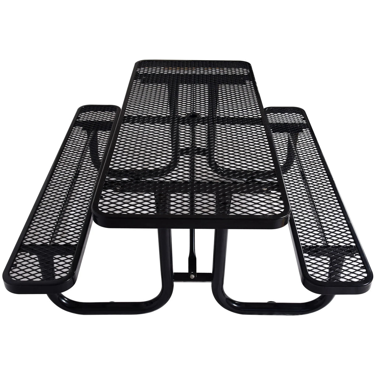 Rectangular Outdoor Steel Picnic Table With Umbrella Pole - Furniture Home Direct