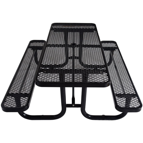Rectangular Outdoor Steel Picnic Table With Umbrella Pole - Furniture Home Direct