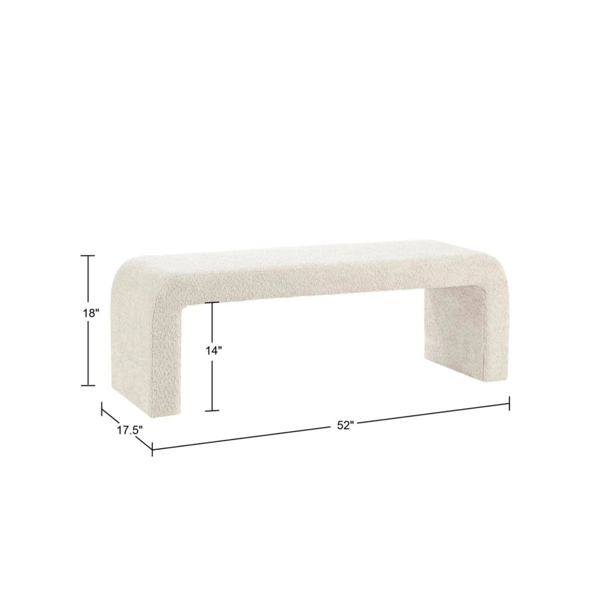 Modern Contemporary Waterfall Bench - Cream - Furniture Home Direct