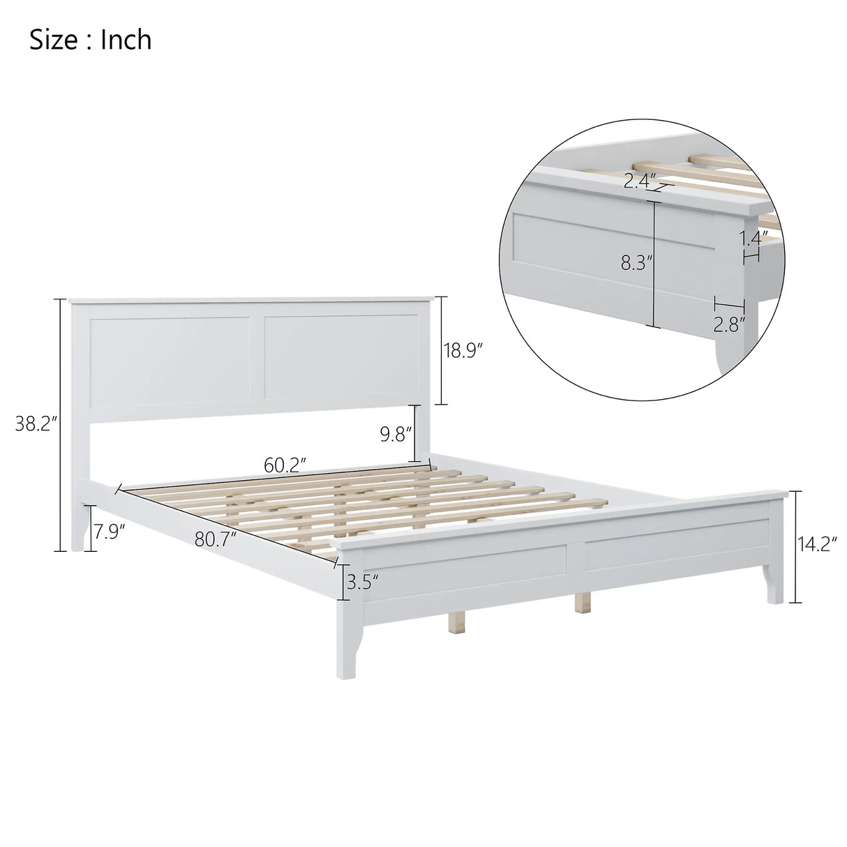 White Solid Wood 5 Piece Queen Bedroom Set(bed, 2 nightstands,chest,dresser) - Furniture Home Direct