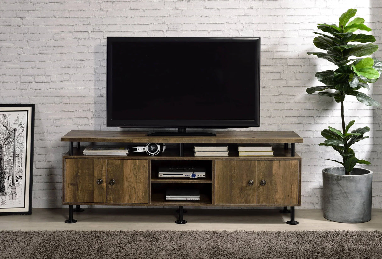 Ensata II - TV Stand - Rustic Oak / Black - Furniture Home Direct