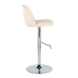Toriano - Contemporary Adjustable Barstool With Swivel With Straight T Footrest (Set of 2) - Cream / Chrome - Furniture Home Direct
