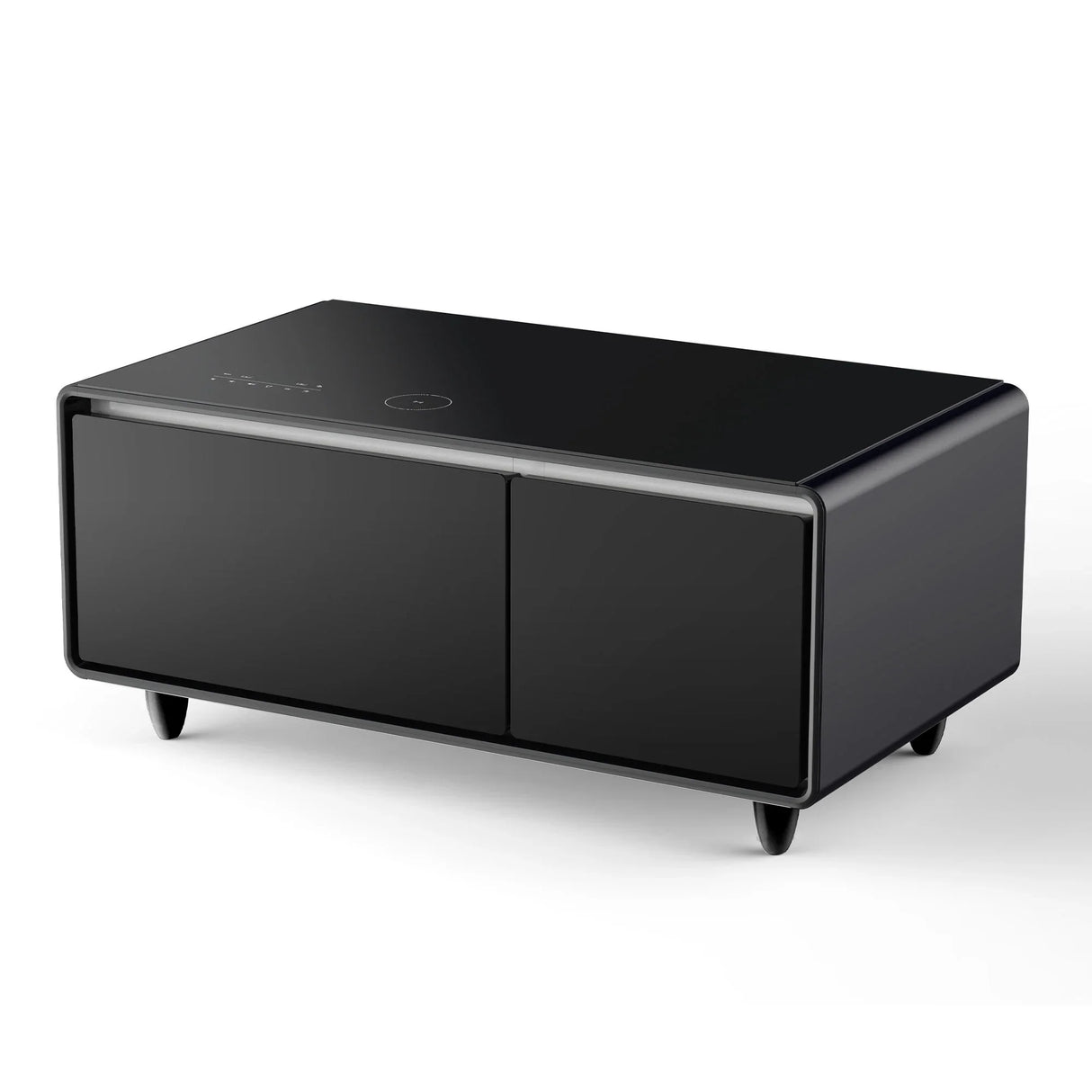 Modern Smart Coffee Table With Built-In Fridge - Bluetooth Speaker, Wireless Charging, Touch Control Panel, USB Interface, Outlet Protection, Atmosphere Light - Furniture Home Direct