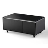 Modern Smart Coffee Table With Built-In Fridge - Bluetooth Speaker, Wireless Charging, Touch Control Panel, USB Interface, Outlet Protection, Atmosphere Light - Furniture Home Direct