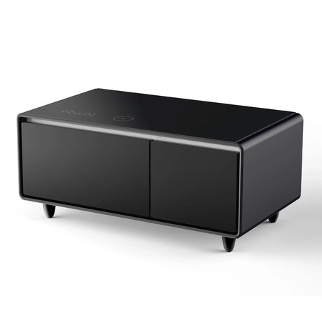 Modern Smart Coffee Table With Built-In Fridge - Bluetooth Speaker, Wireless Charging, Touch Control Panel, USB Interface, Outlet Protection, Atmosphere Light - Furniture Home Direct