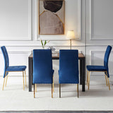 5 Pieces Dining Set Including Velvet High Back Golden Color Legs Nordic Dining Chair & Creative Design Dining Table - Furniture Home Direct