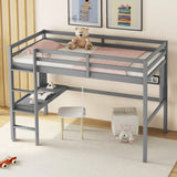 Loft Bed With Desk And Shelves, Safety Guardrail And Ladder - Furniture Home Direct
